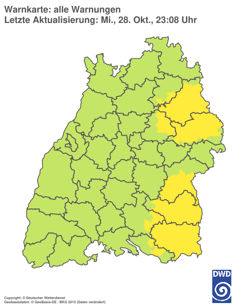 Aktuelle Warnkarte: Baden-Württemberg